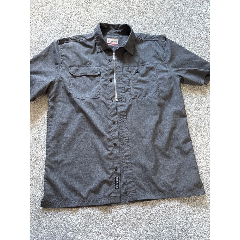 Pacific Trail Shirt Men‎ L Grey Button Up Outdoor Camping Hiking Fishing